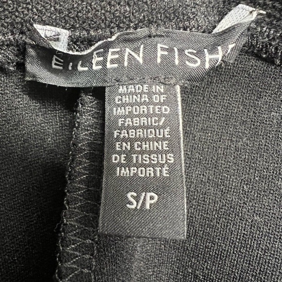 Eileen Fisher Pants Women SP Black Stretch Pintuck Ponte Pull Ons Slim Straight - Picture 5 of 10